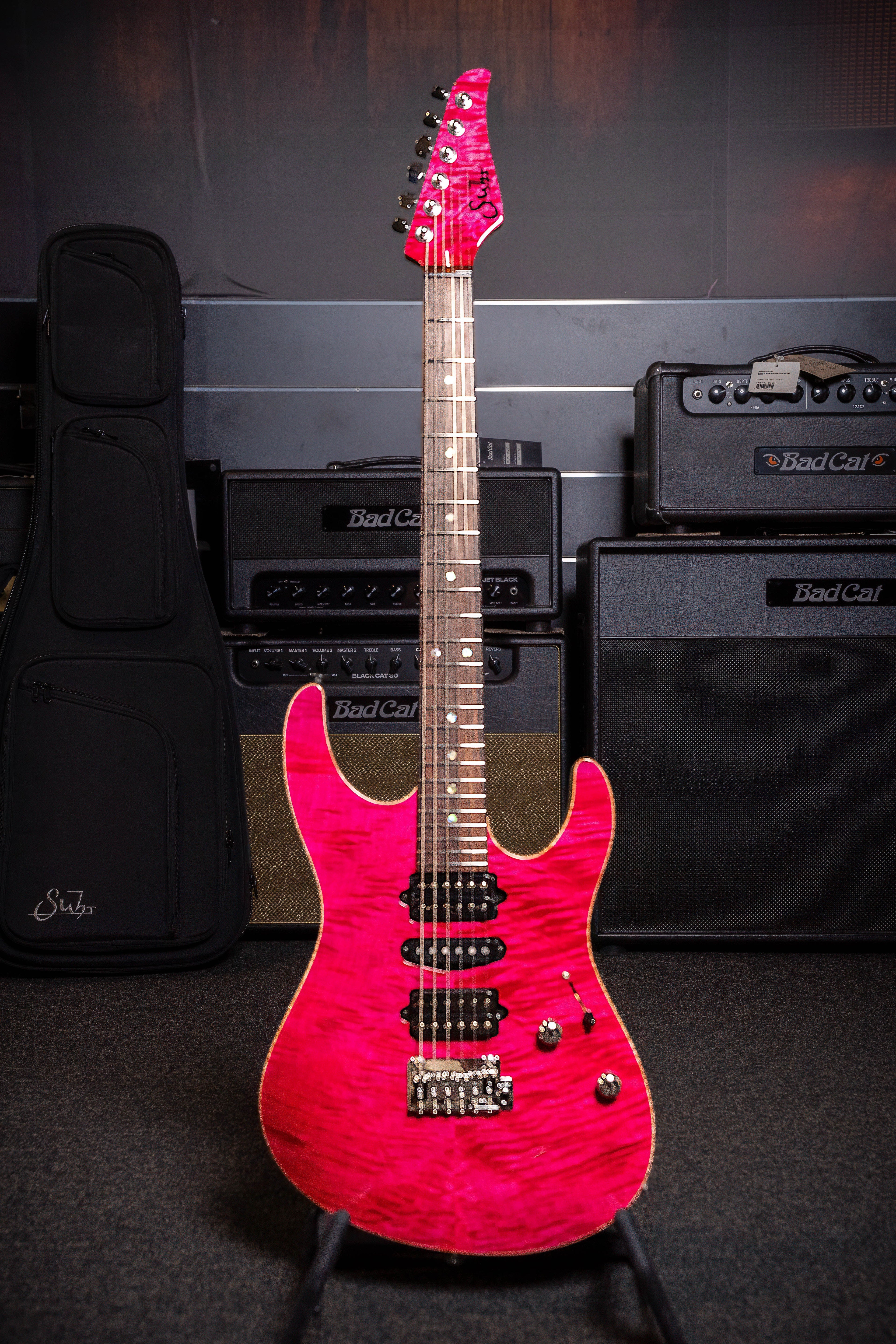 Suhr Custom Modern HSH #5 Top Electric Guitar - Magenta Pink Stain #87547