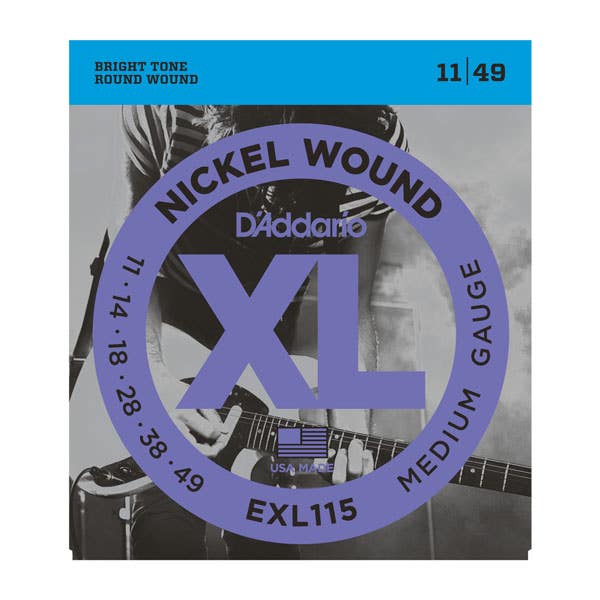D'Addario Medium Electric Guitar String Set 11-49 (EXL115)