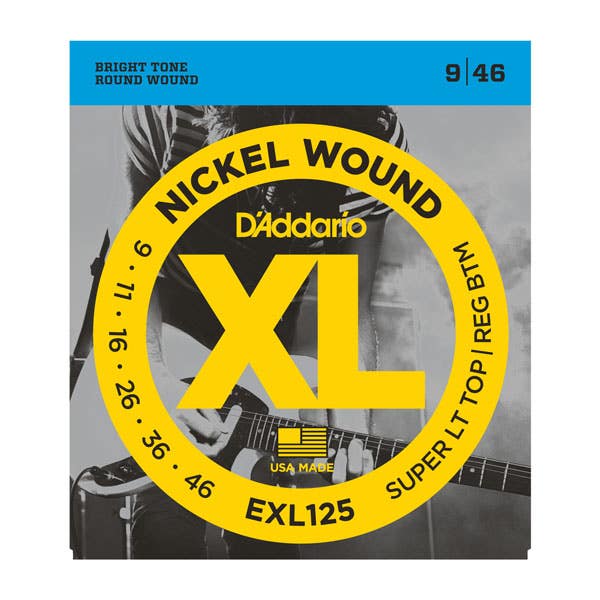 D'Addario Light Top/Regular Bottom Electric Guitar String Set 9-46 (EXL125)