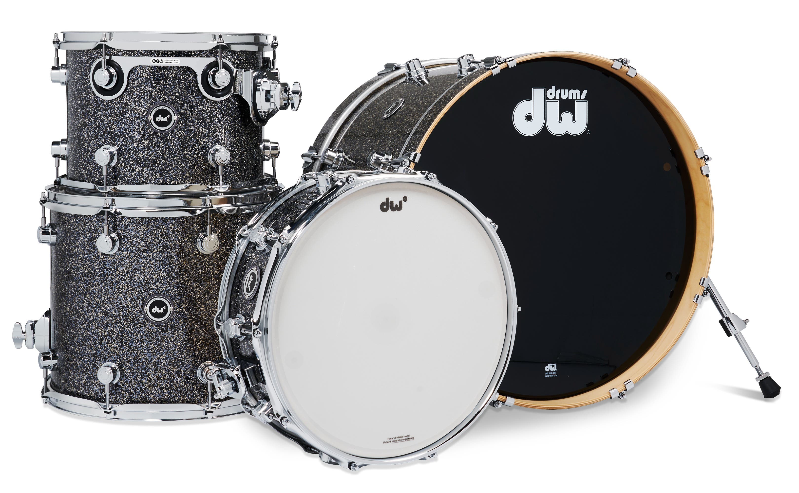 DWe 4pc Shell Pack Electronic Kit - Black Galaxy (Finish Ply) + Rubix24 Interface