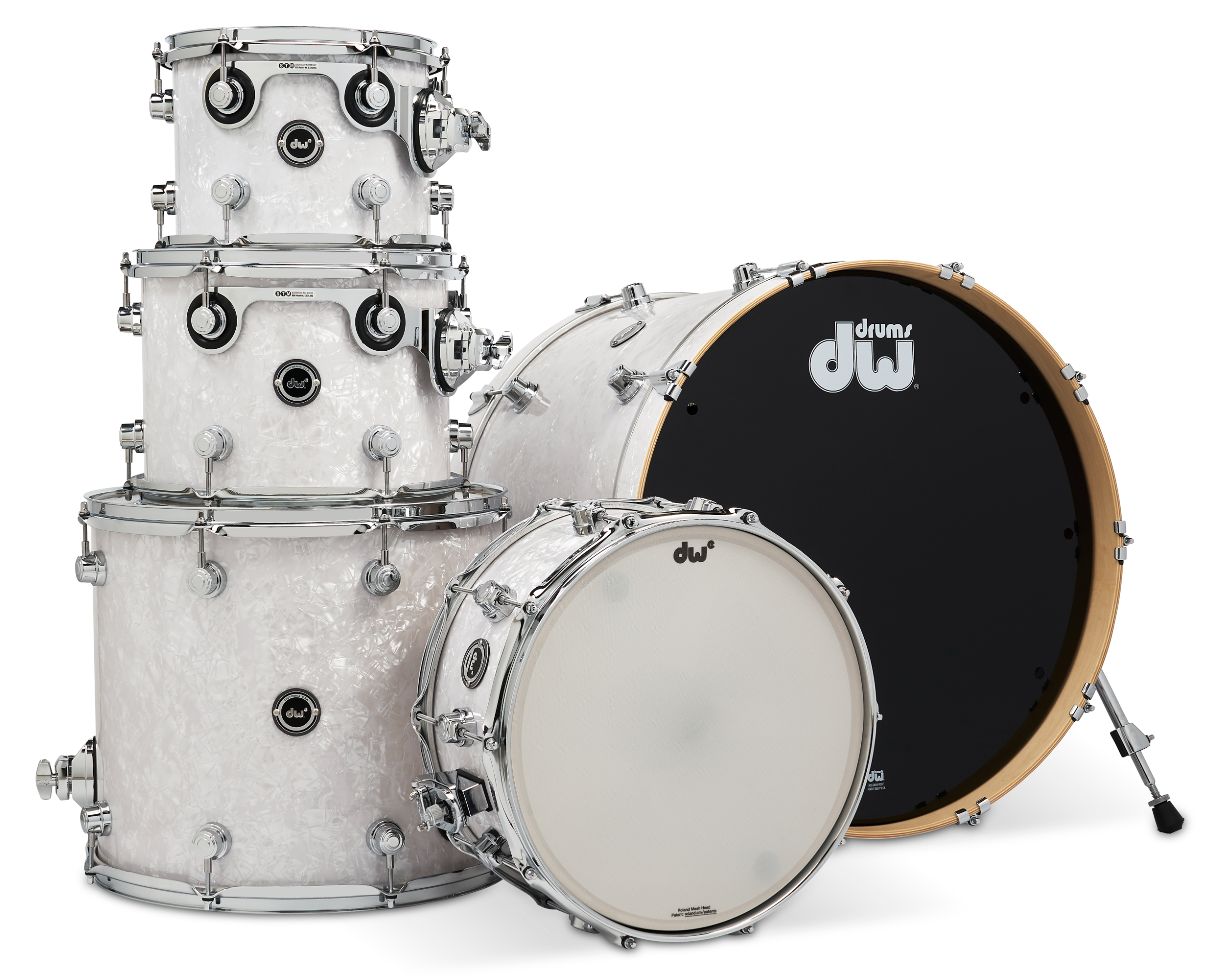 DWe 5pc Shell Pack Electronic Kit - White Marine Pearl (Finish Ply) + Rubix24 Interface
