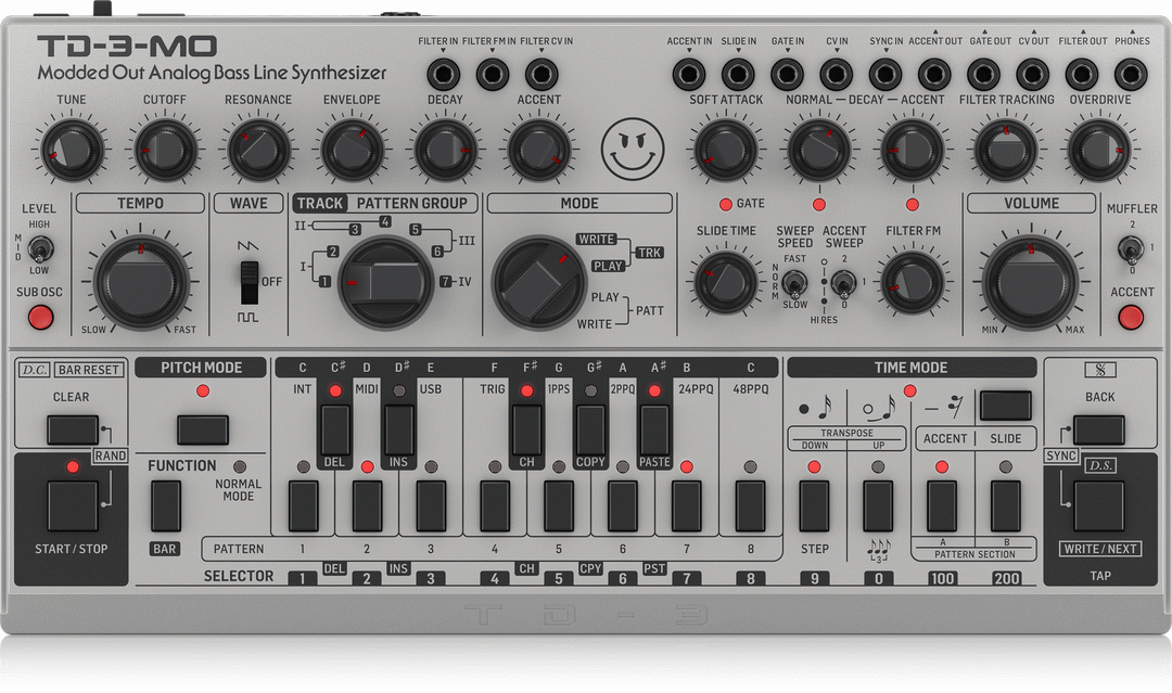 Behringer TD-3-MO-SR Modded Out Analog Bass Synth - Silver